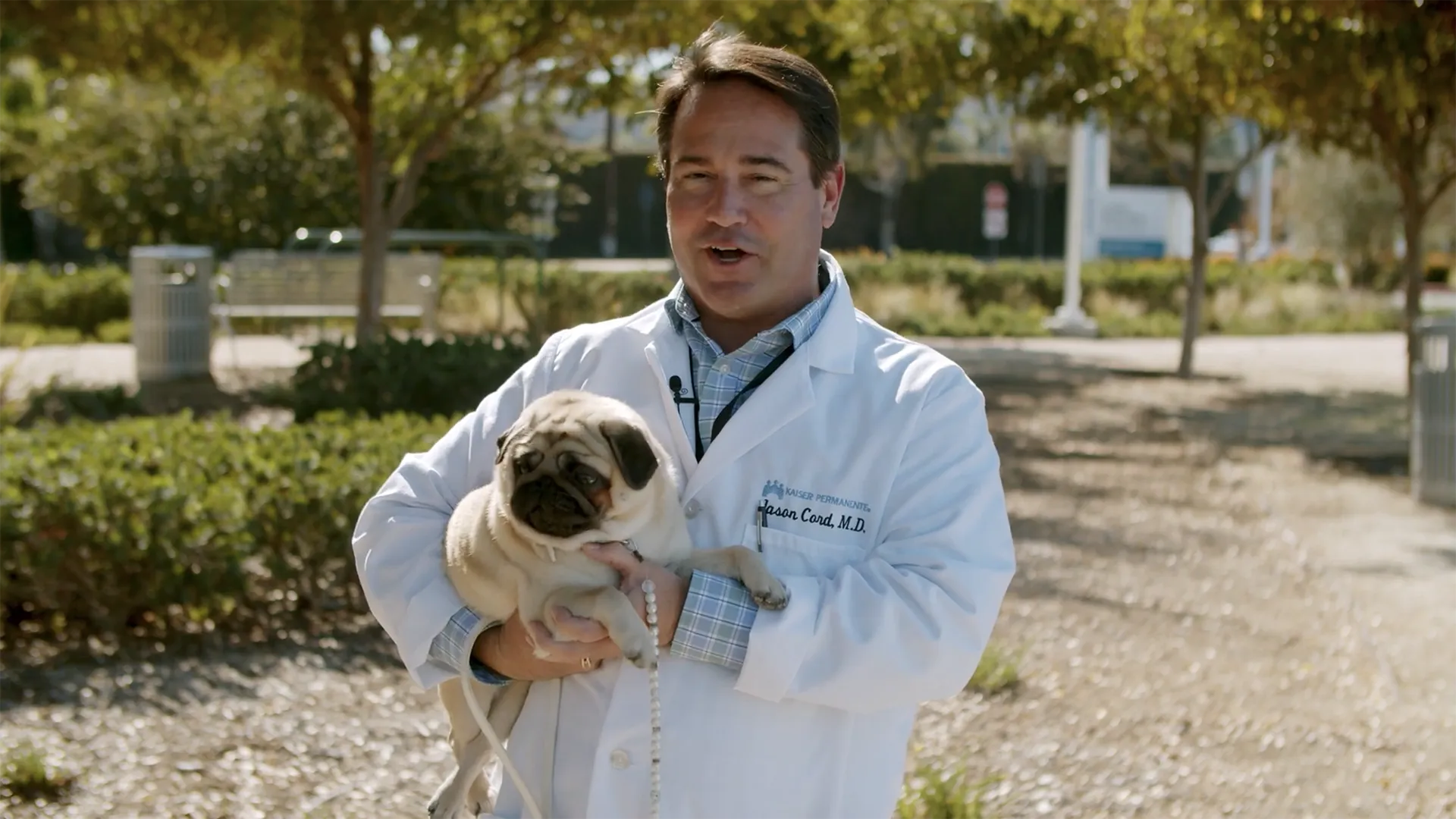 Doctor holding dog